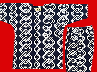 義若オリジナル 子供鯉口シャツ ダボシャツ 吉原繋ぎ 紺